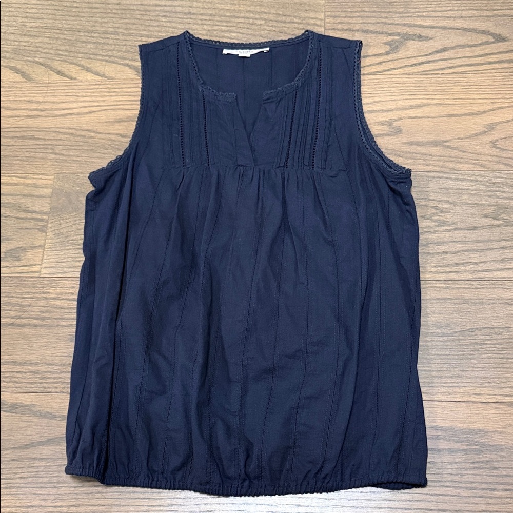Loft Women’s Cotton Navy Sleeveless Blouse size small